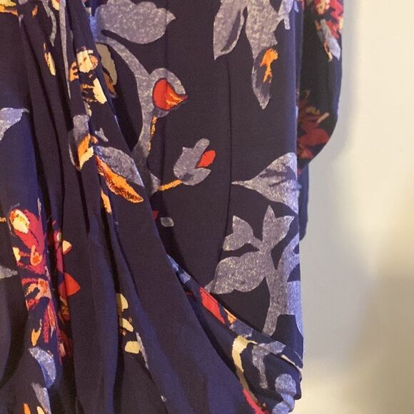 Lucky Brand, Purple Floral, Wrap, Long Sleeve, Blouse, Size S, EUC - Picture 4 of 10